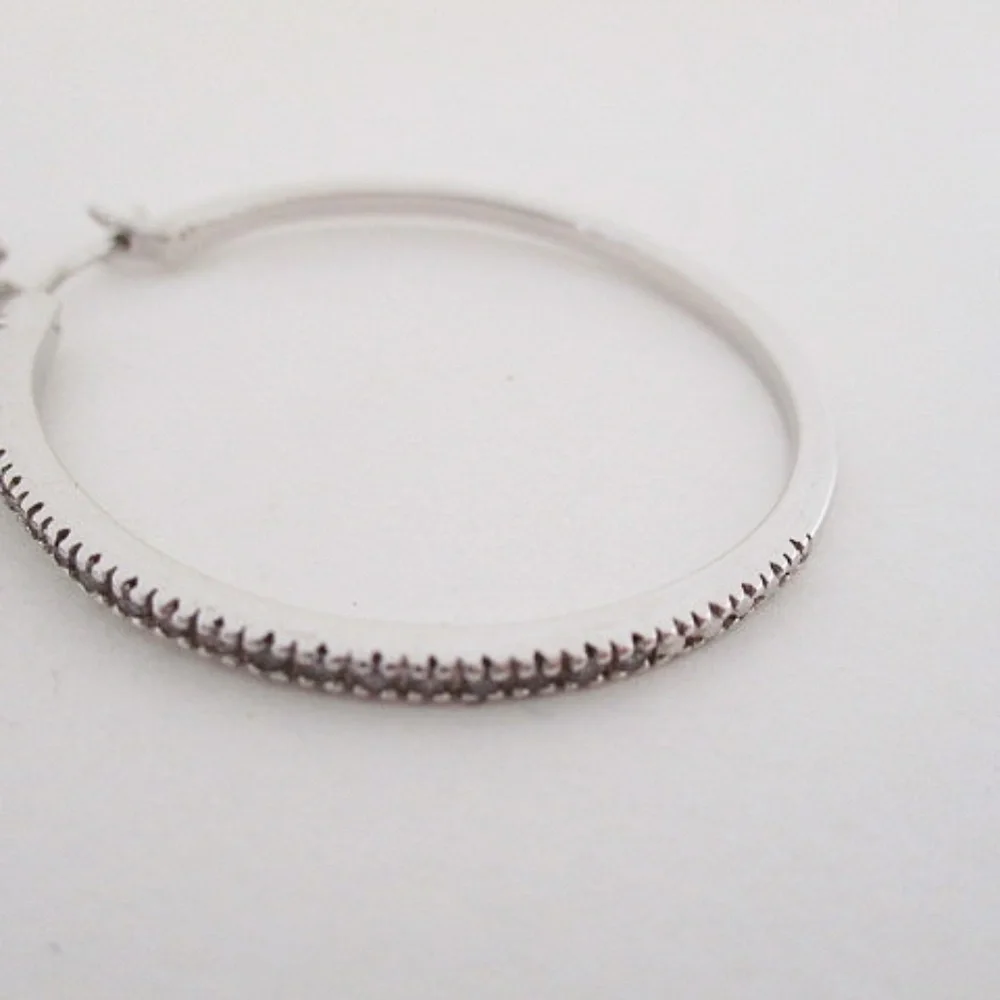 Macy's Diamonds Out Sterling Silver Hoops - Picture 3 of 6